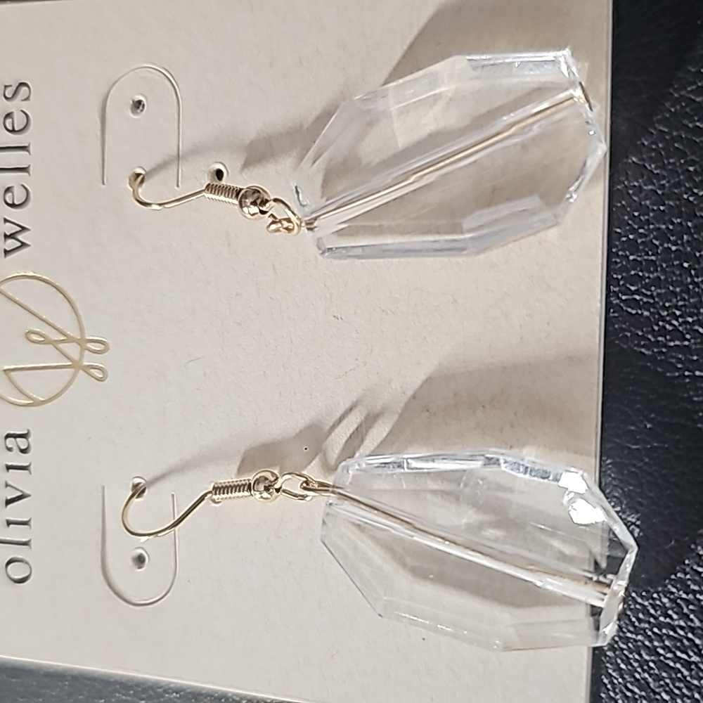 Olivia Welles Clear Drop Earrings - Picture 2 of 3